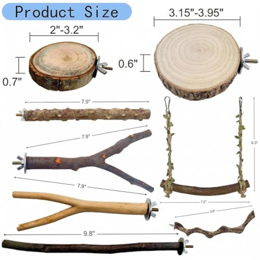 8PCS natural wood bird perches - Health & Wellness Fair 2025 评论和价格